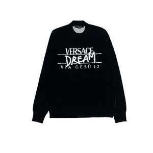 New Versace Logo Knit Sweater Black Size 46IT